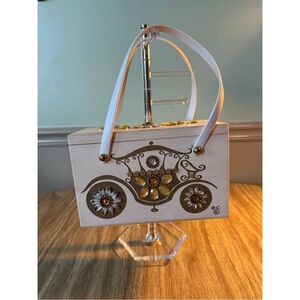 Elegant White and Gold Embellished Handbag